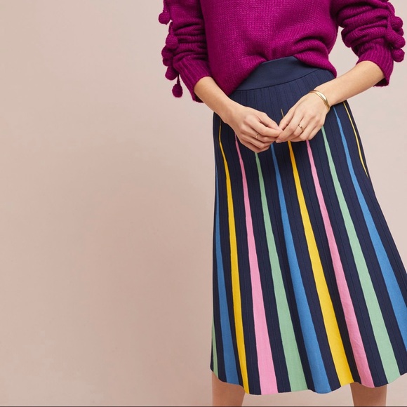 Anthropologie Maeve Rainbow Pleated Skirt XS - Picture 2 of 7
